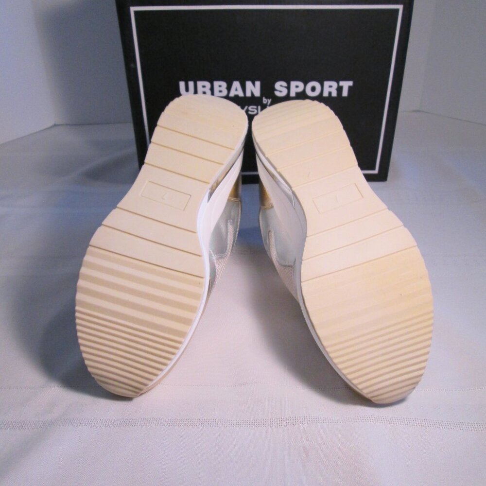 Urban Sport BEBE Gold & Mesh Wedge Sneakers Size 7 NWT - Picture 9 of 10